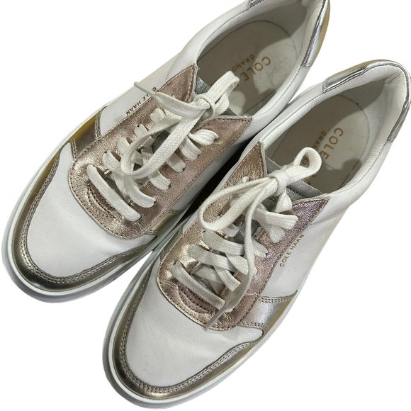 Cole Haan White, Pink and Gold Tennis Shoes Size 8.5 - Picture 1 of 7
